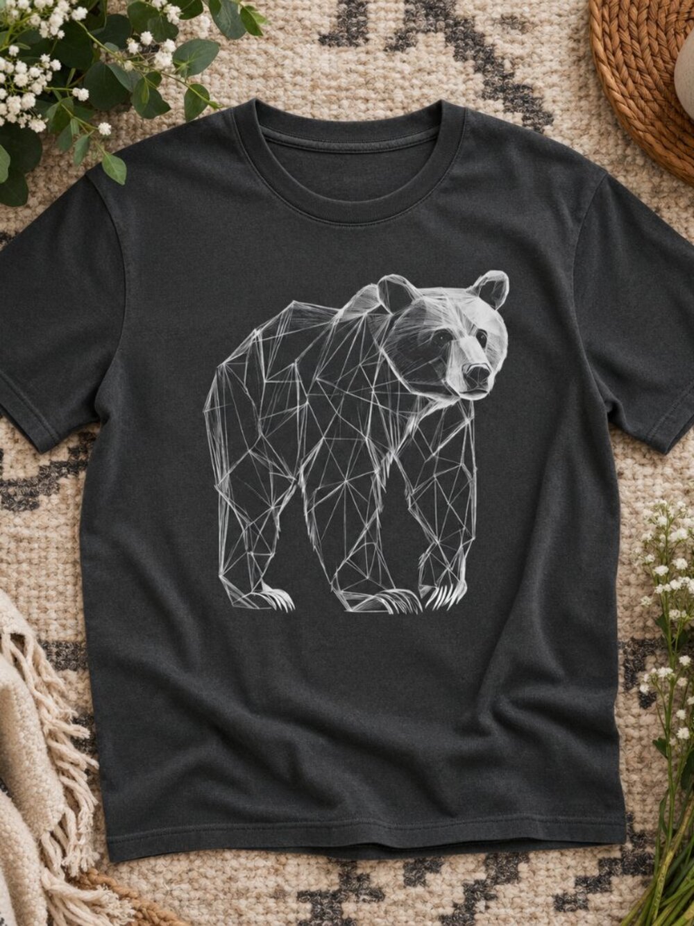 Geometric Black Bear T-Shirt – Abstract Wildlife Nature Tee
